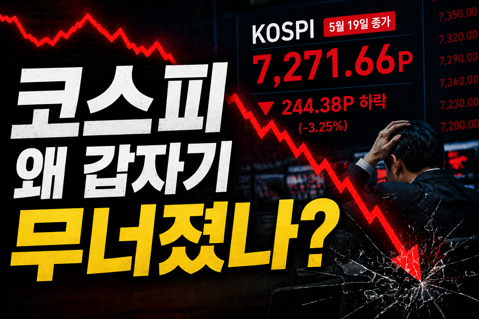 7200선까지 물러선 코스피 관련 이미지