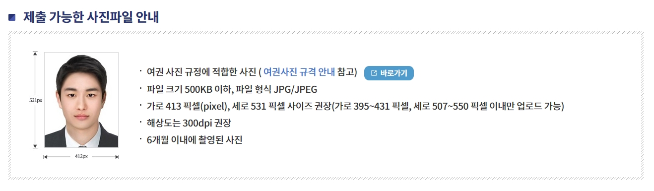 제출 가능한 여권 사진