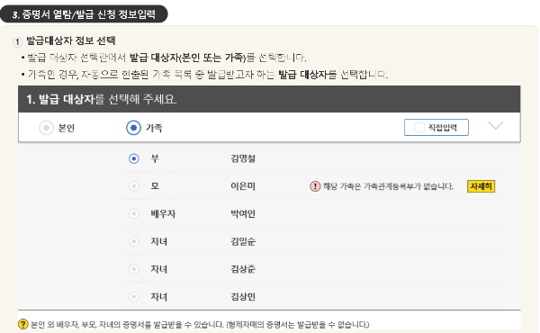 가족관계증명서 인터넷발급 완벽총정리 설명표