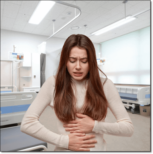 복통이 있는 여성 