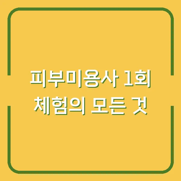 피부미용사 1회 체험의 모든 것
