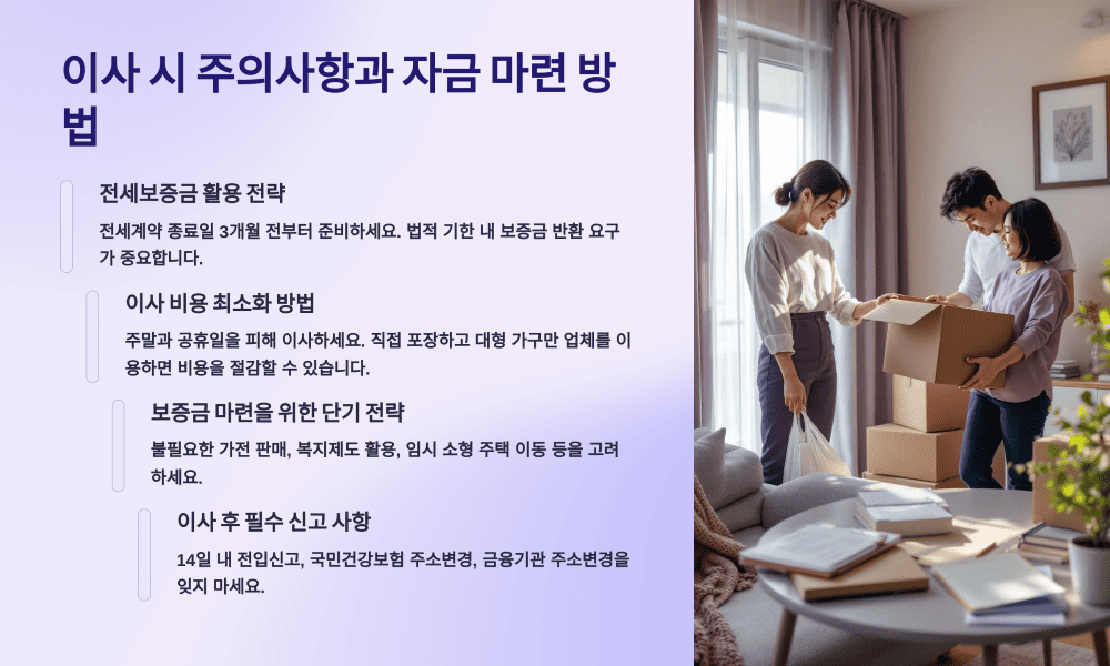 이사 시 주의사항과 자금 마련 방법