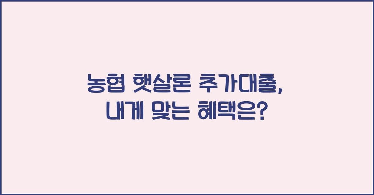 농협 햇살론 추가대출