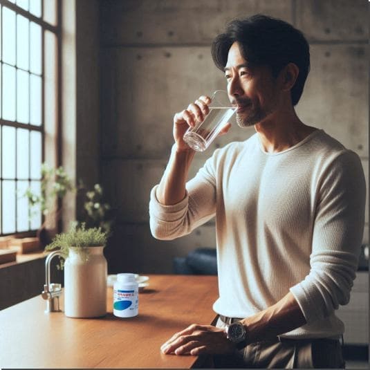 루리드정 복용법과 주의사항, 루리드정 복용하는 남성 사진