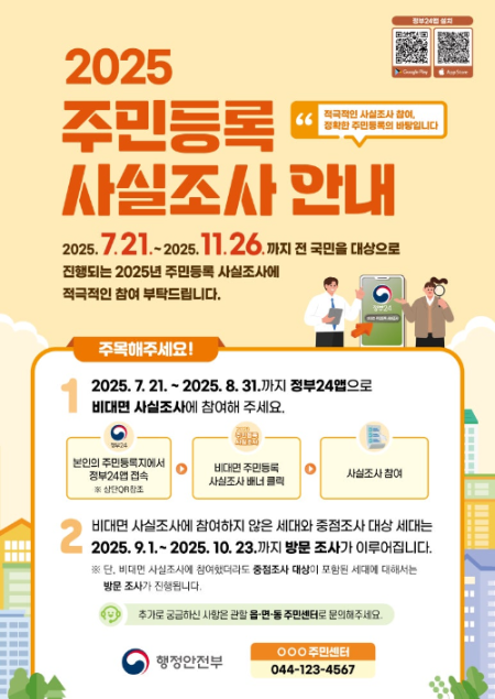 2025 주민등록 사실조사 안내 포스터 이미지