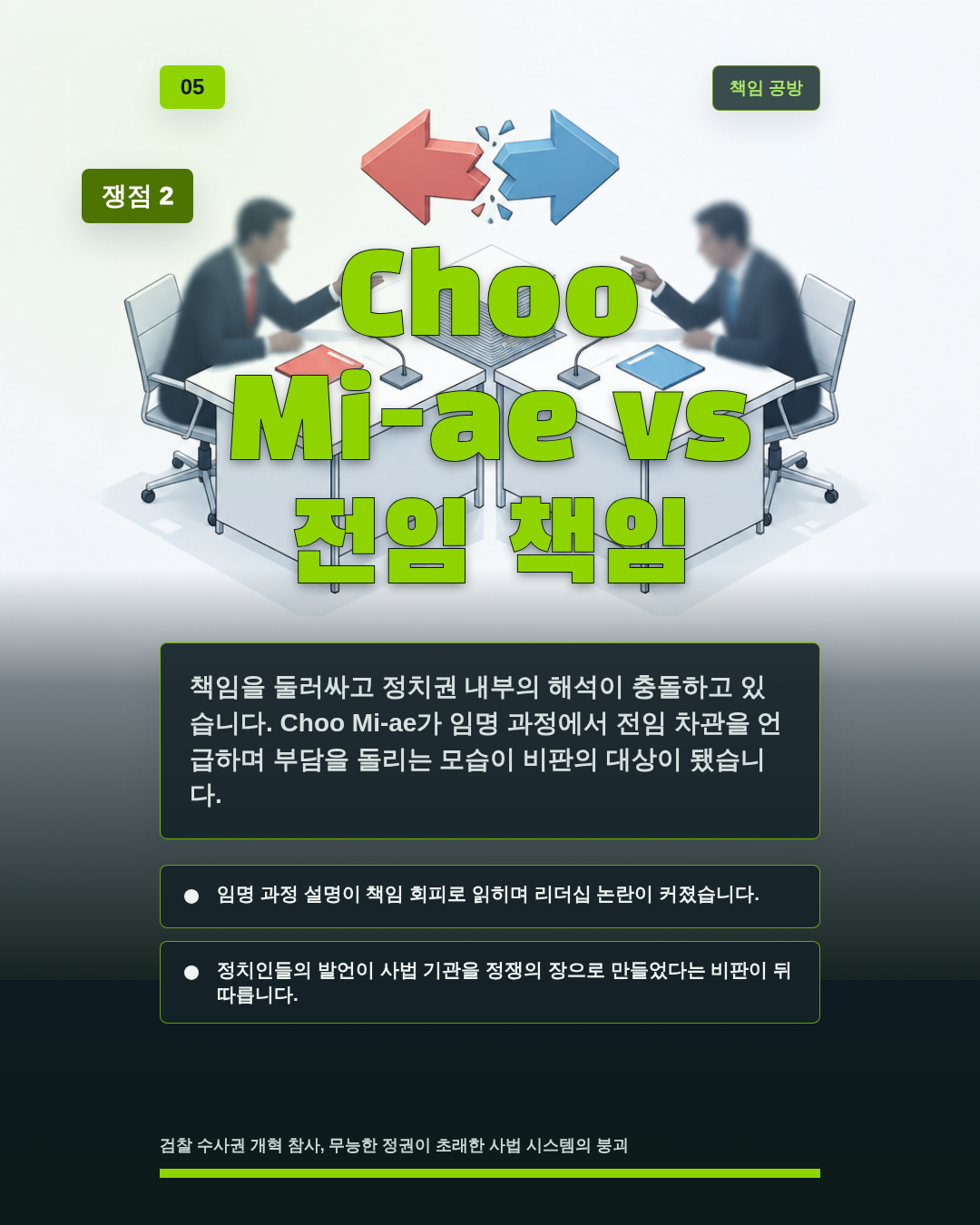 Choo Mi-ae vs 전임 책임