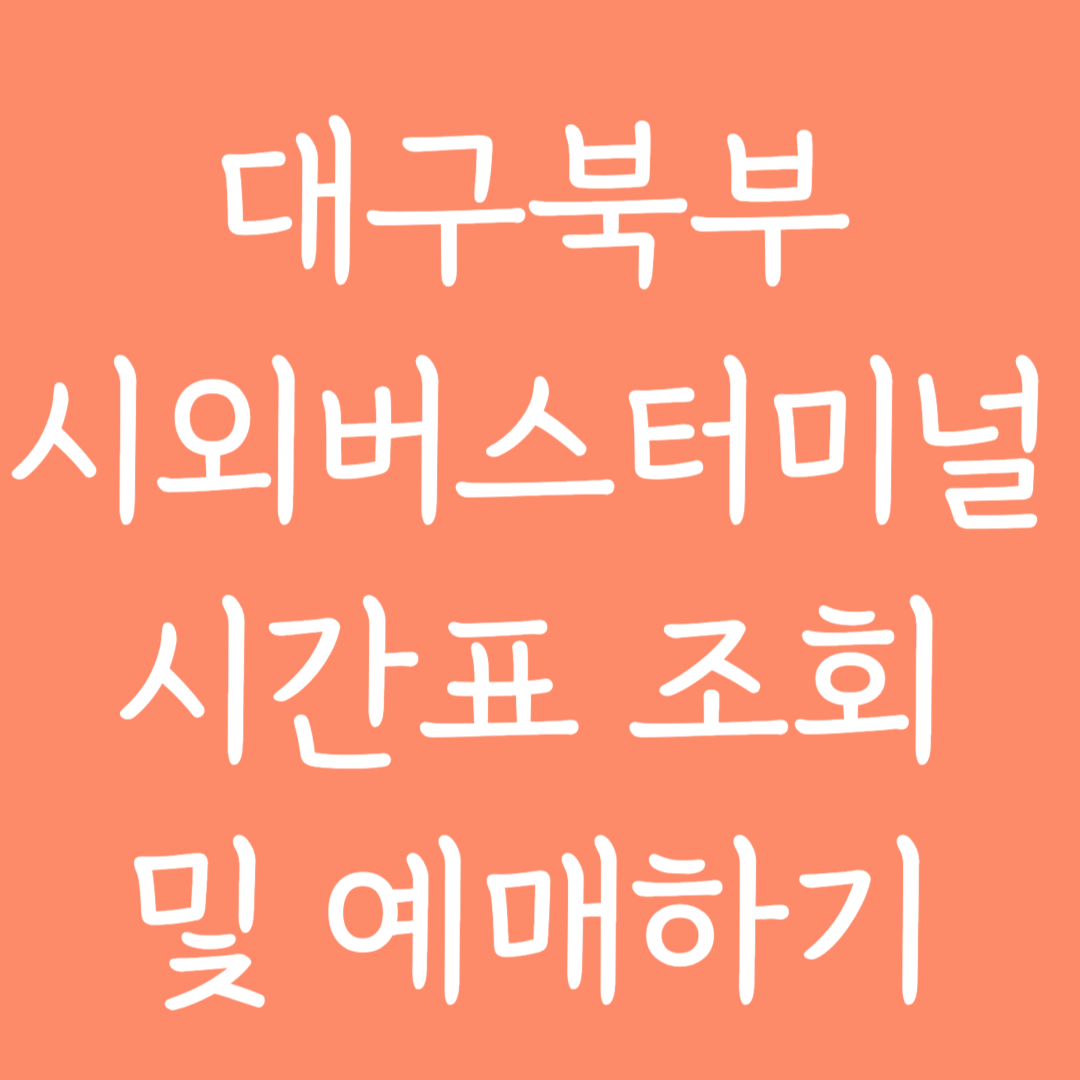 대구북부 시외버스터미널 시간표 조회 및 예매하기
