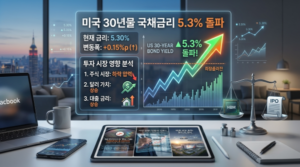 미국 30년물 국채금리 5.3% 돌파