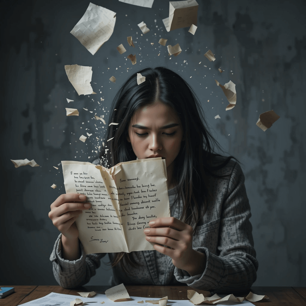 좋아하는 연예인이 나오는 흉몽 중 편지를 찢어버리는 꿈의 참고이미지입니다.