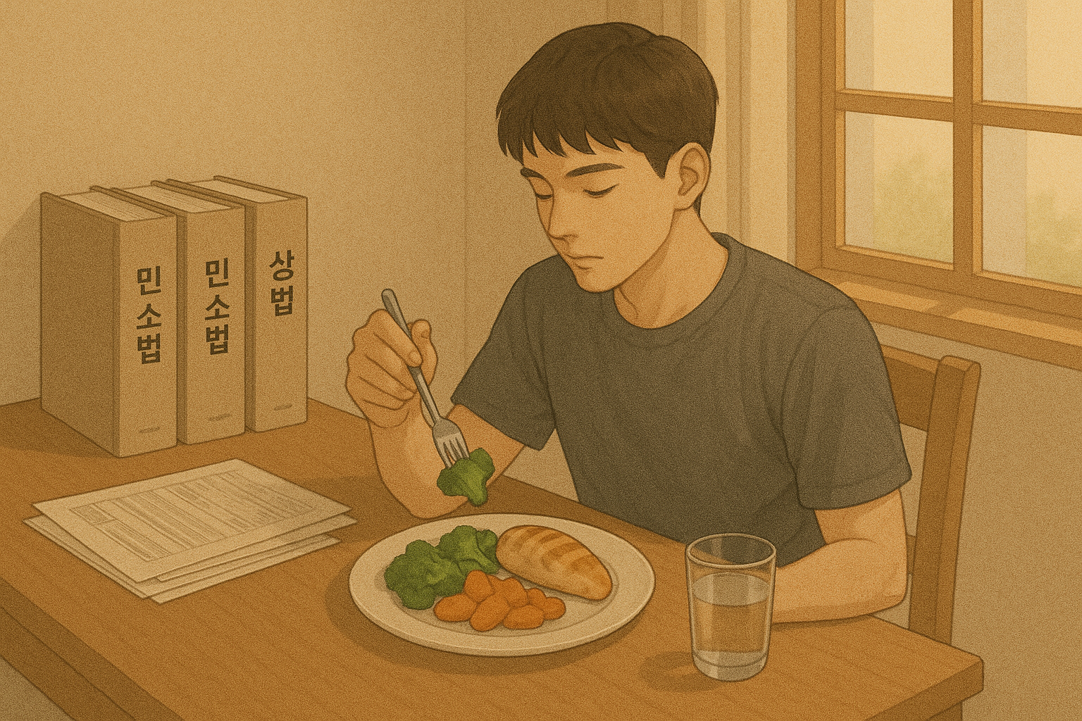 식사 중인 수험생