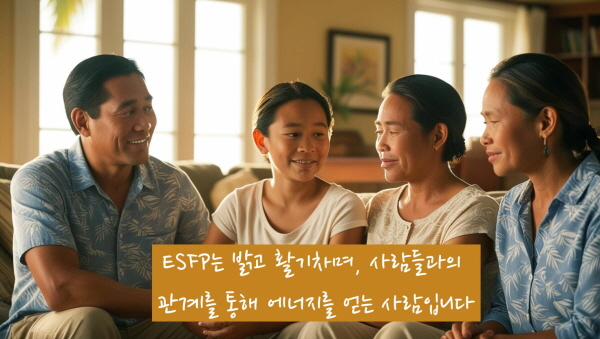 ESFP는 밝고 활기차며, 사람들과의 관계를 통해 에너지를 얻는 사람입니다에 관한 사진입니다
