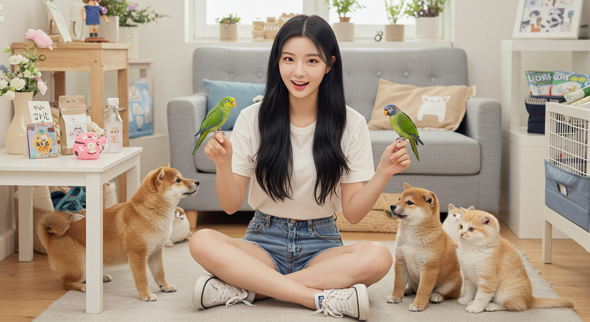 ์ฌ๋ฌ ๋๋ฌผ์ ํค์ฐ๋ ์ฌ์ฑ ๋ชจ์ต