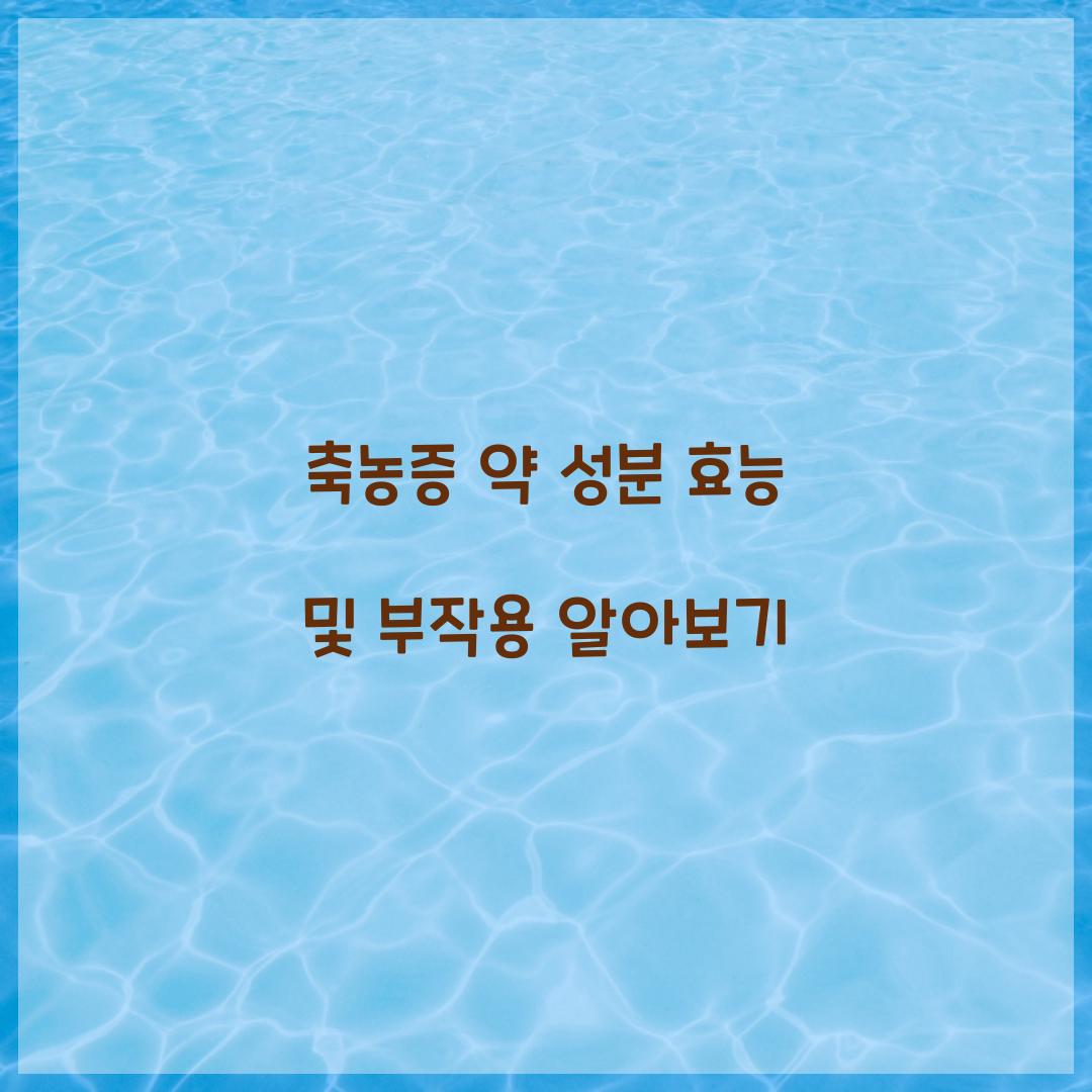 축농증 약 성분 효능