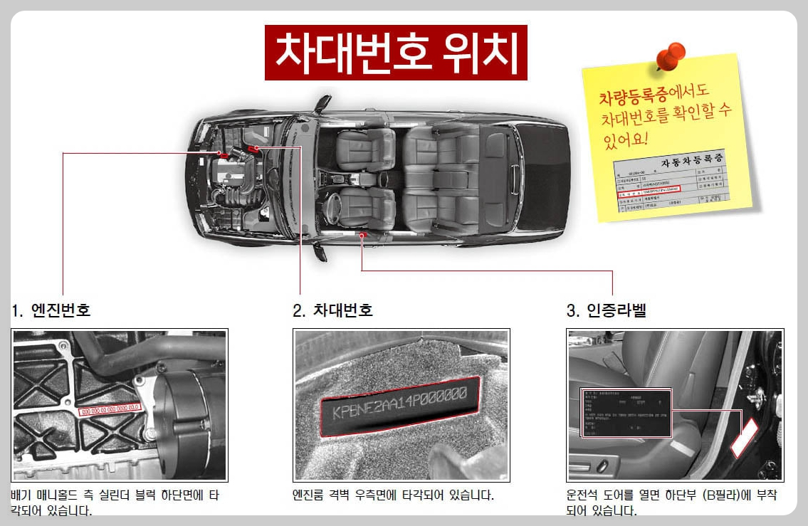 차대번호 위치 안내 이미지