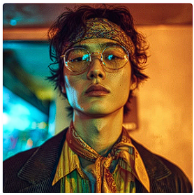 남자 히피펌 의상 스타일 및 악세사리