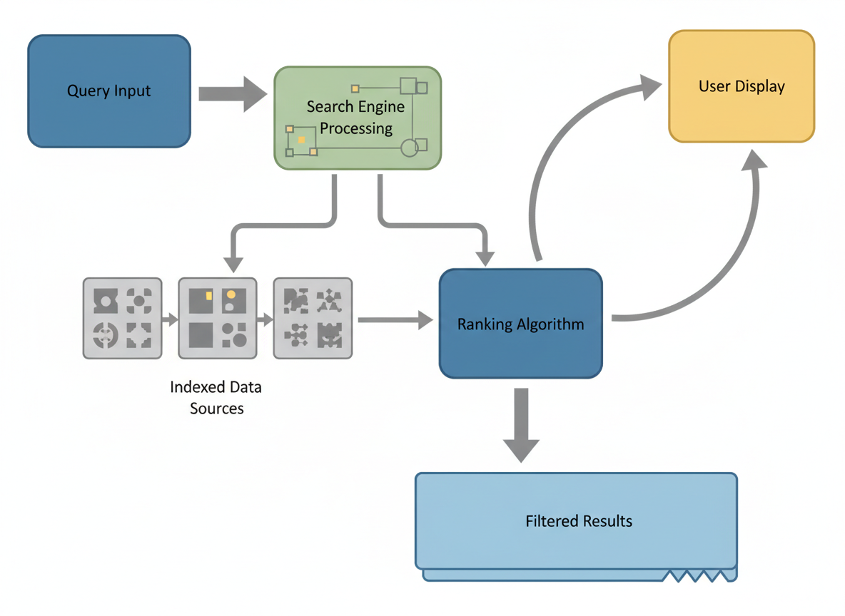 검색 결과 반영 구조를 설명하는 개념 다이어그램