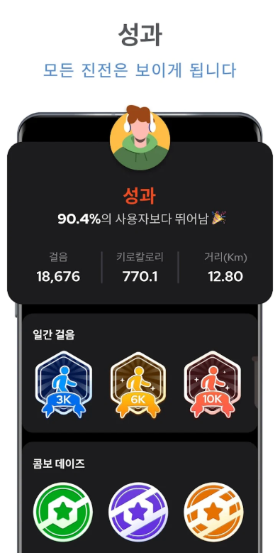 무료 만보기 앱, 운동 데이터를 기록, 걸음 측정기