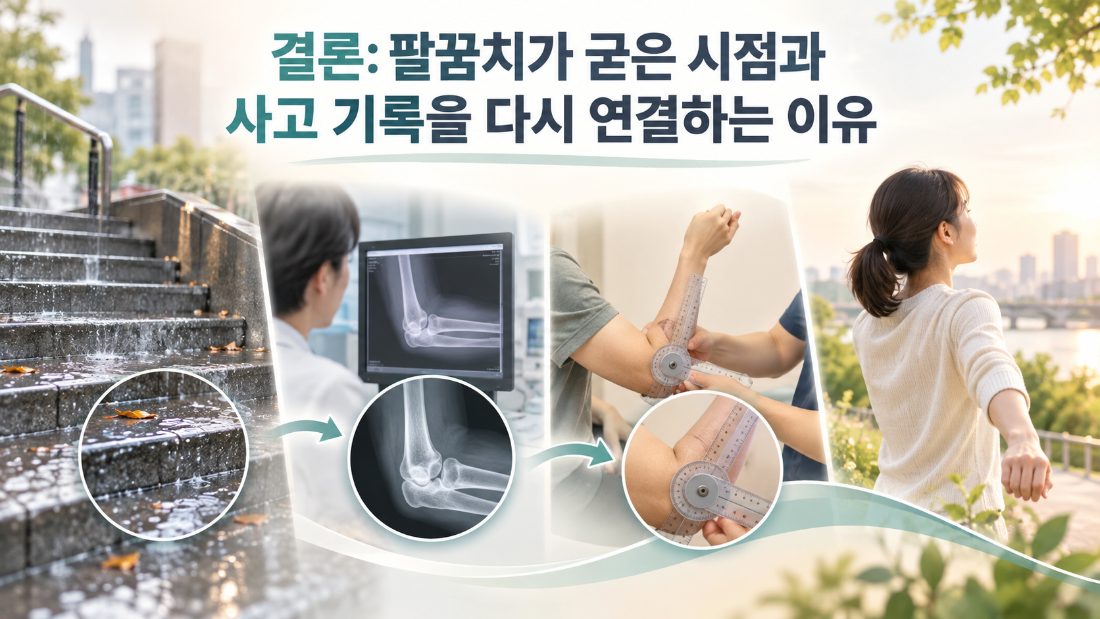 팔꿈치 강직 시점과 사고 기록을 연결하는 결론