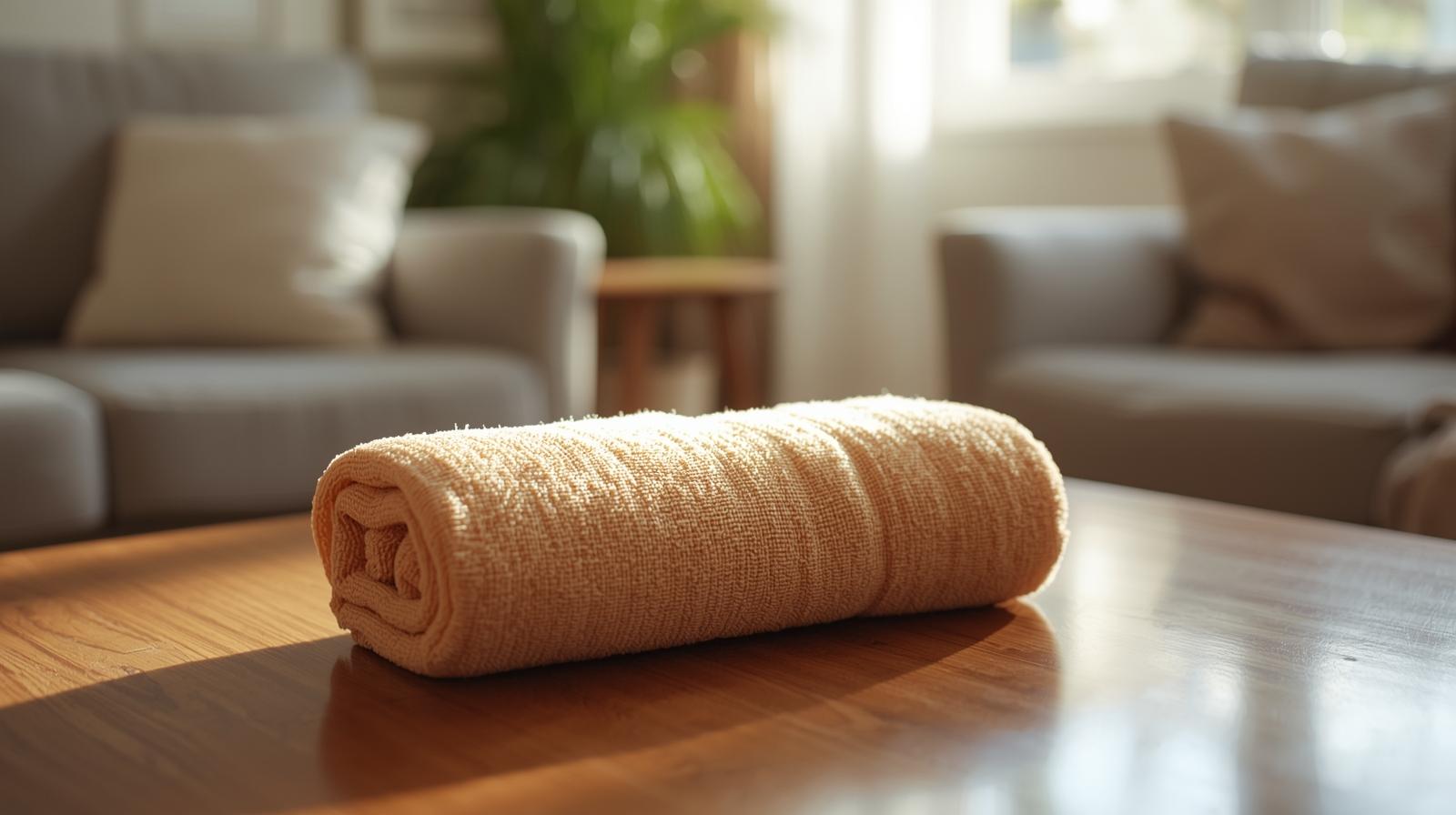 따뜻한 수건 찜질 도구와 조용한 공간의 이미지