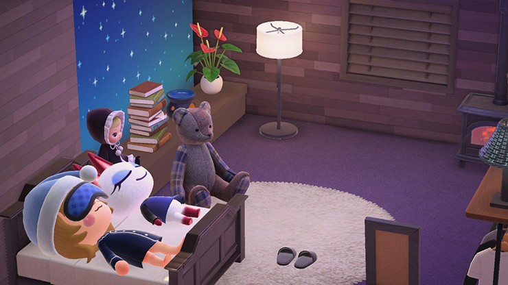 올리비아 - 커다란 침대에서 푹 자고 싶어 / 모동숲 해피홈 파라다이스 주민 가구