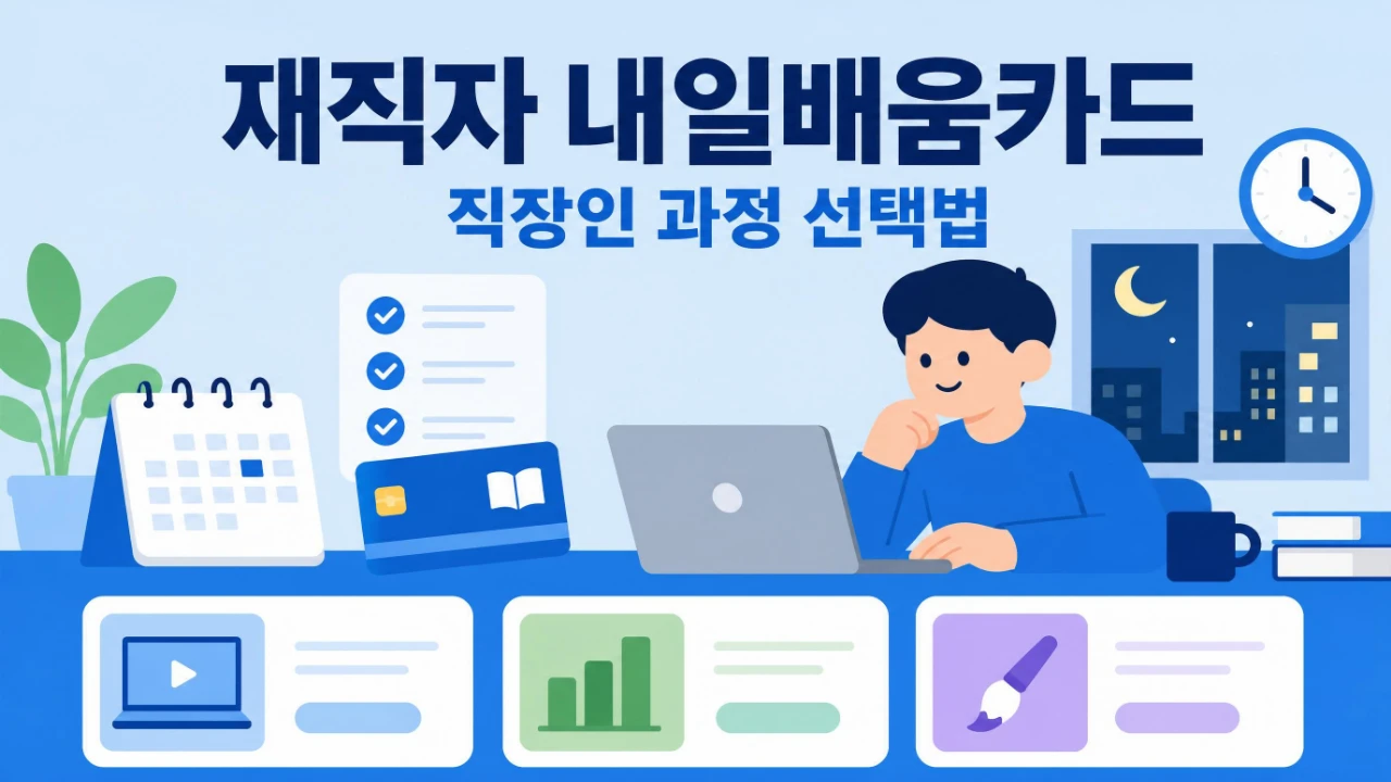 재직자 내일배움카드 사용처와 직장인이 들을 수 있는 과정을 정리한 이미지