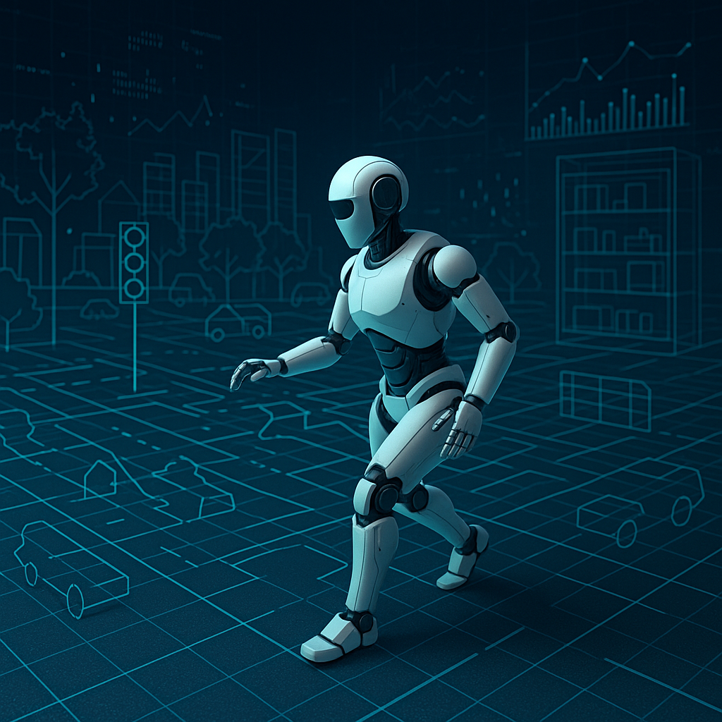 AI가 로봇을 훈련시키는 상상도 (출처 = AI 생성 이미지)