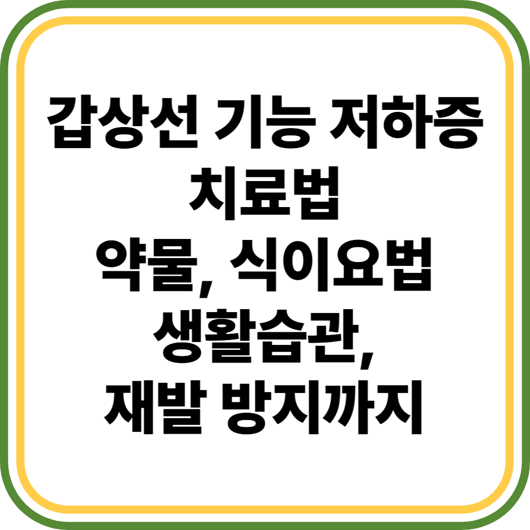 갑상성 기능 저하증 치료법