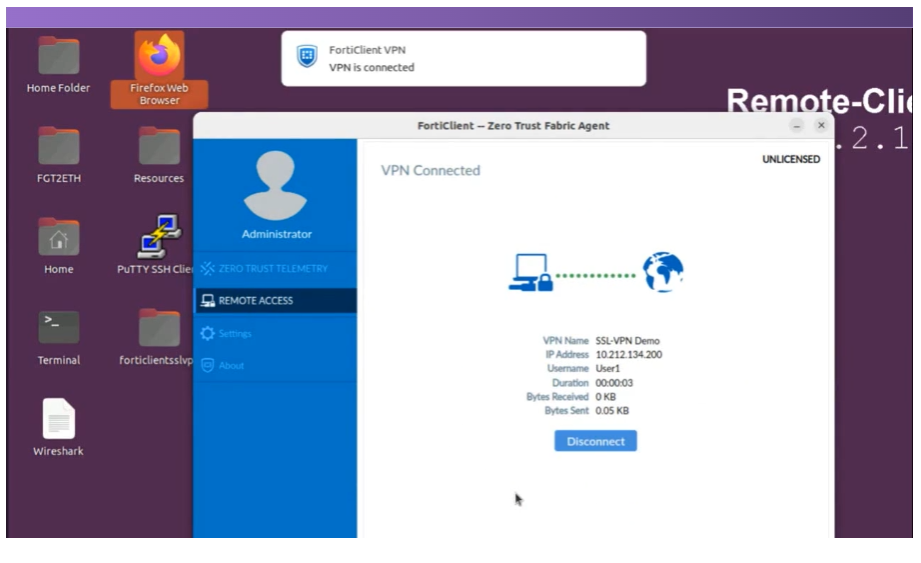 SSL Client를 통한 SSL VPN 연결 테스트
