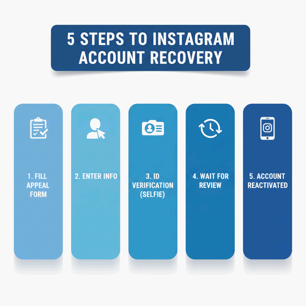 인스타그램 비활성화 계정 복구 5단계 이의신청 절차 인포그래픽