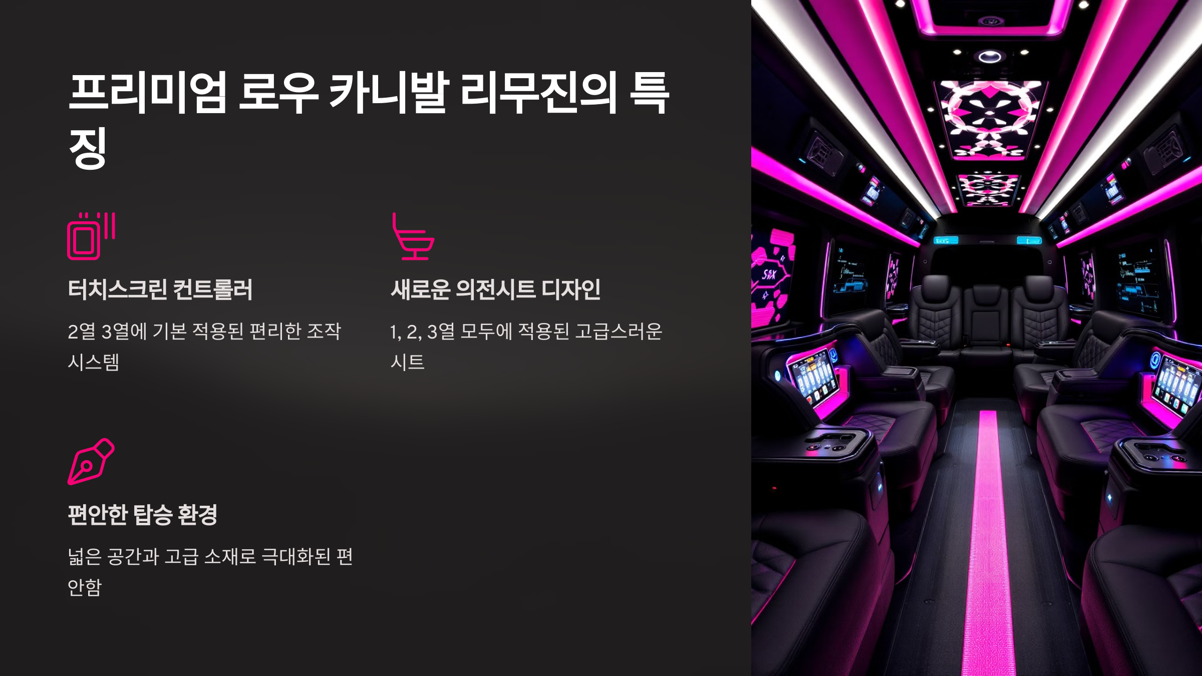 프리미엄 로우 카니발 리무진의 특징