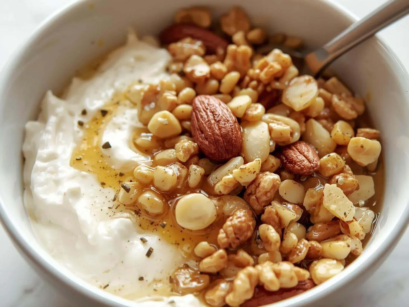 아몬드와 호두 토핑 그릭요거트