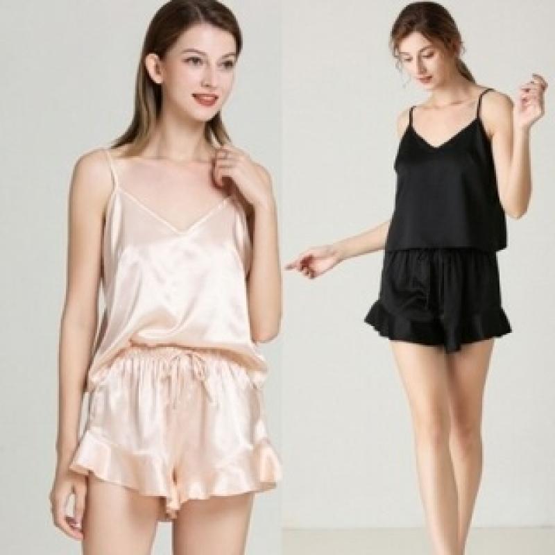 실크잠옷 나시 반바지 여름잠옷세트 실크슬립