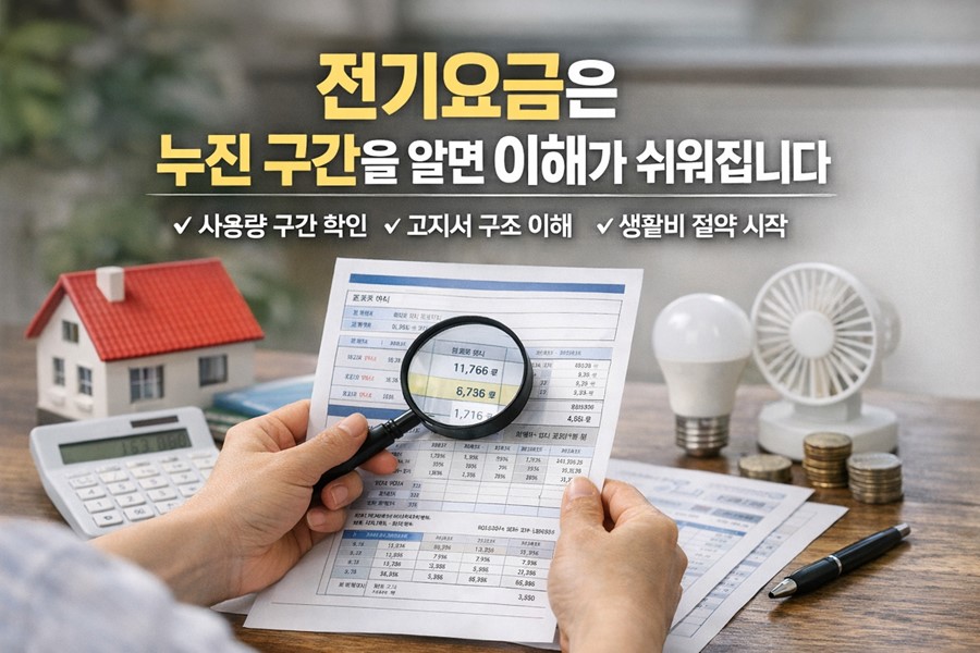 2026 전기요금 누진제의 구간 구조와 전기요금이 올라가는 원리를 쉽게 설명하는 이미지