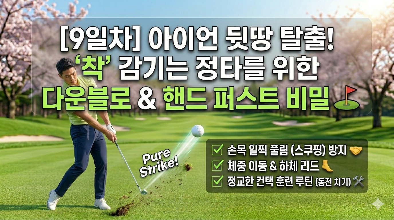 [9일차] 아이언 뒷땅 탈출! '착' 감기는 정타를 위한 핸드 퍼스트의 비밀 ⛳
