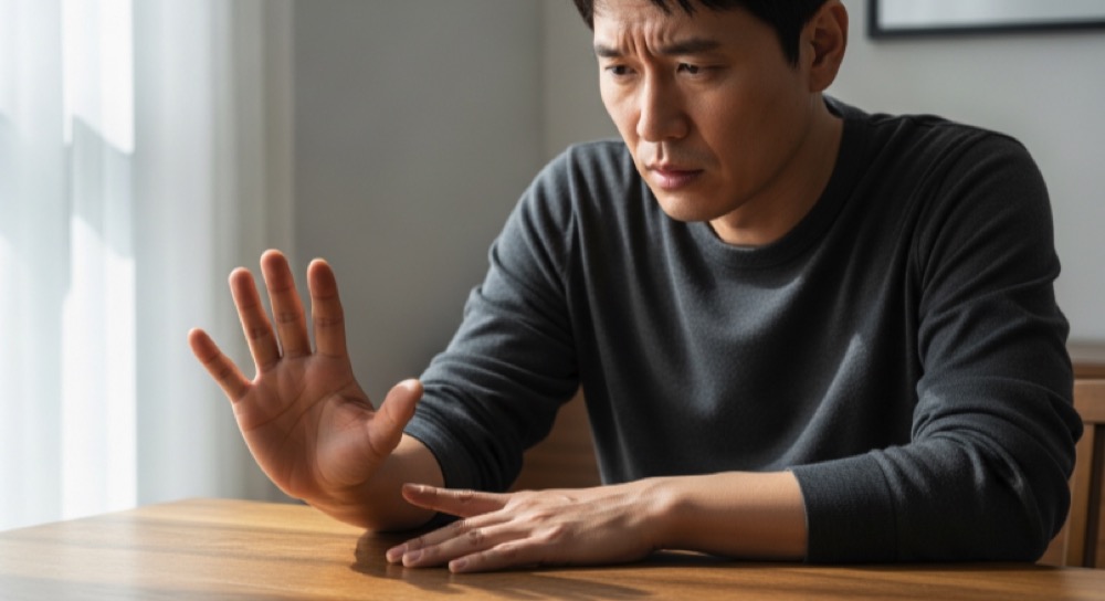 손 떨림 발생 패턴을 확인하는 모습