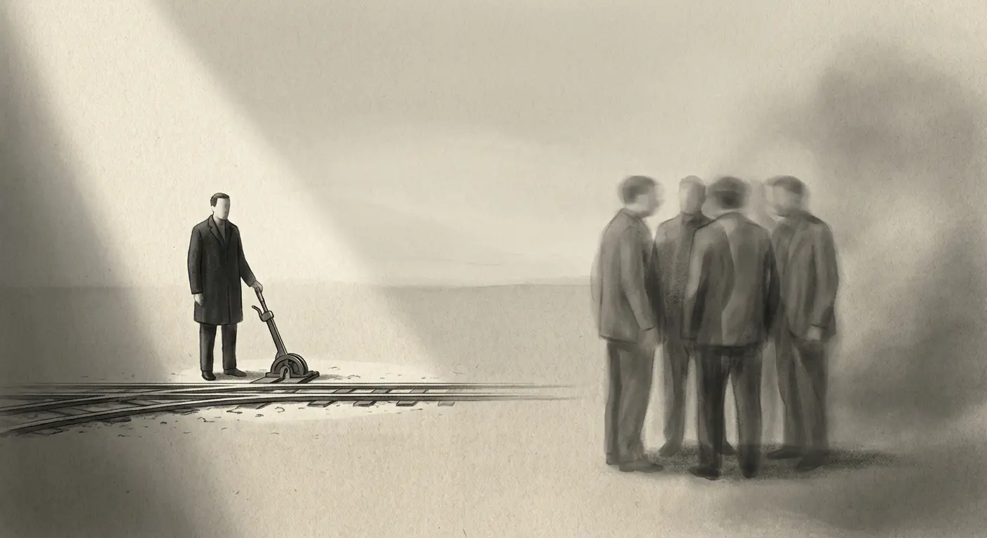 An illustration comparing individual responsibility and collective responsibility, showing a single decision-maker contrasted with a group