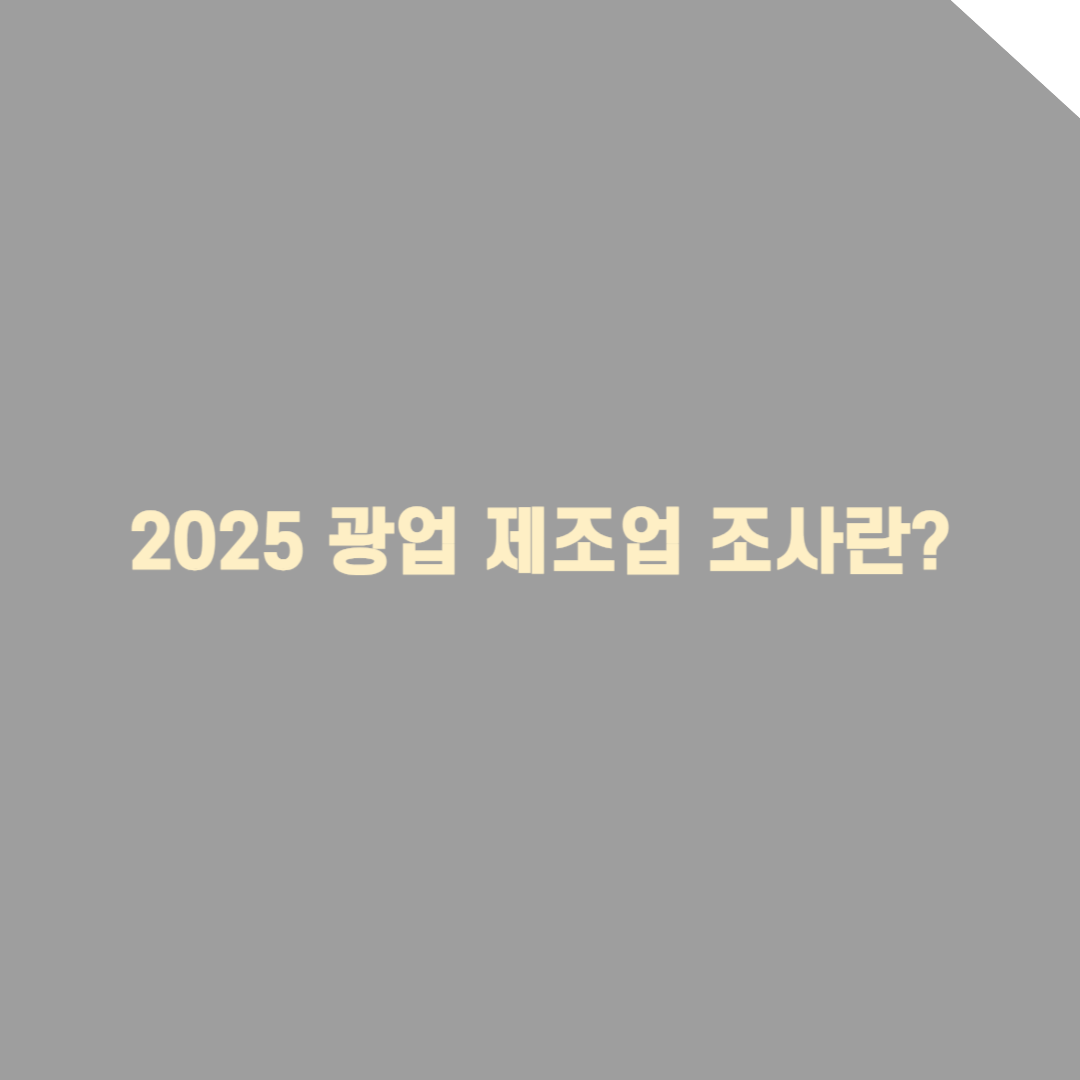 2025년 광업제조업 조사란?