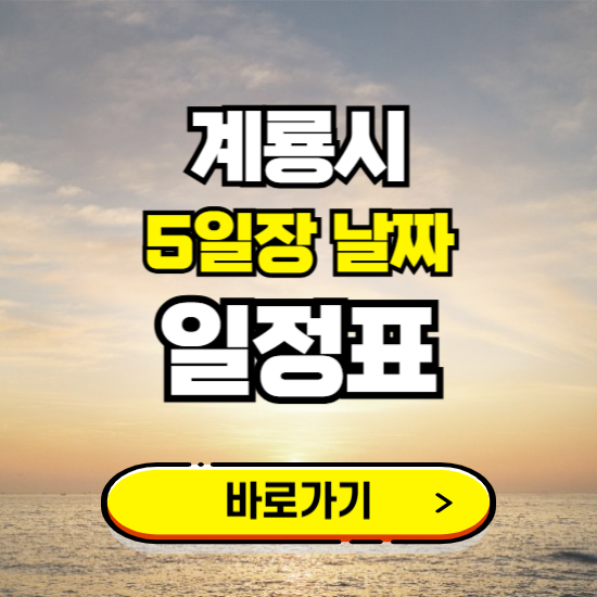 계룡시 5일장 날짜 보기 ❘ 전통시장 일정표 장날표 보는곳