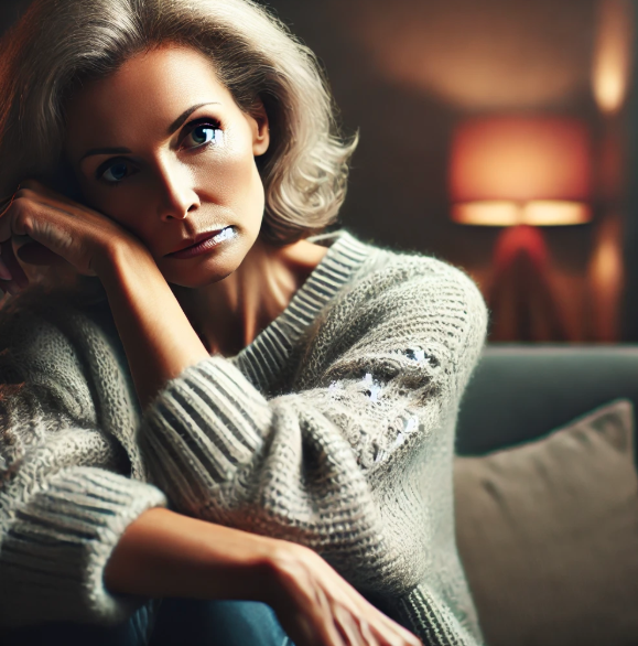 갱년기 여성의 우울한 모습