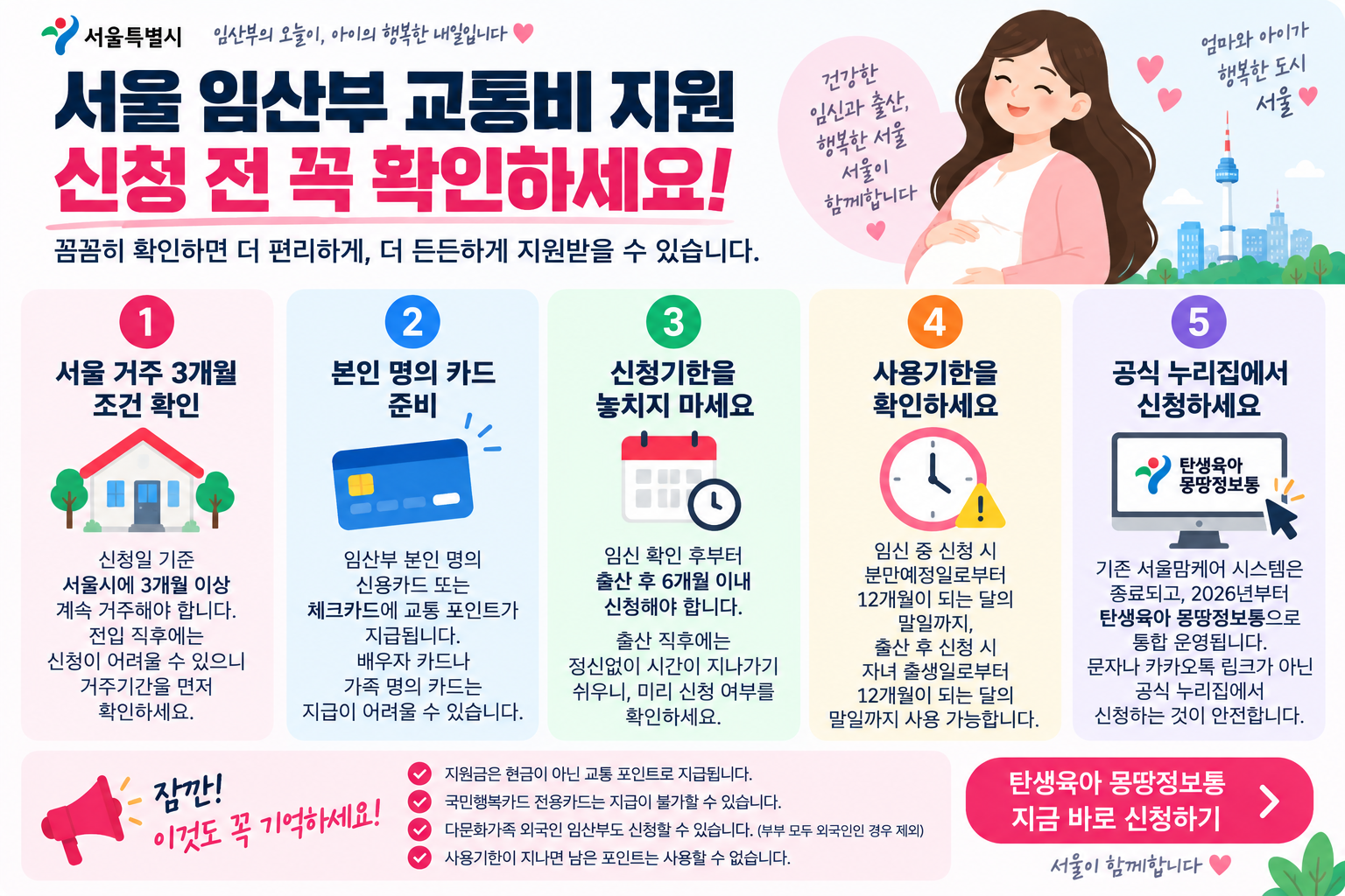 서울 임산부 교통비 신청 전 주의사항
