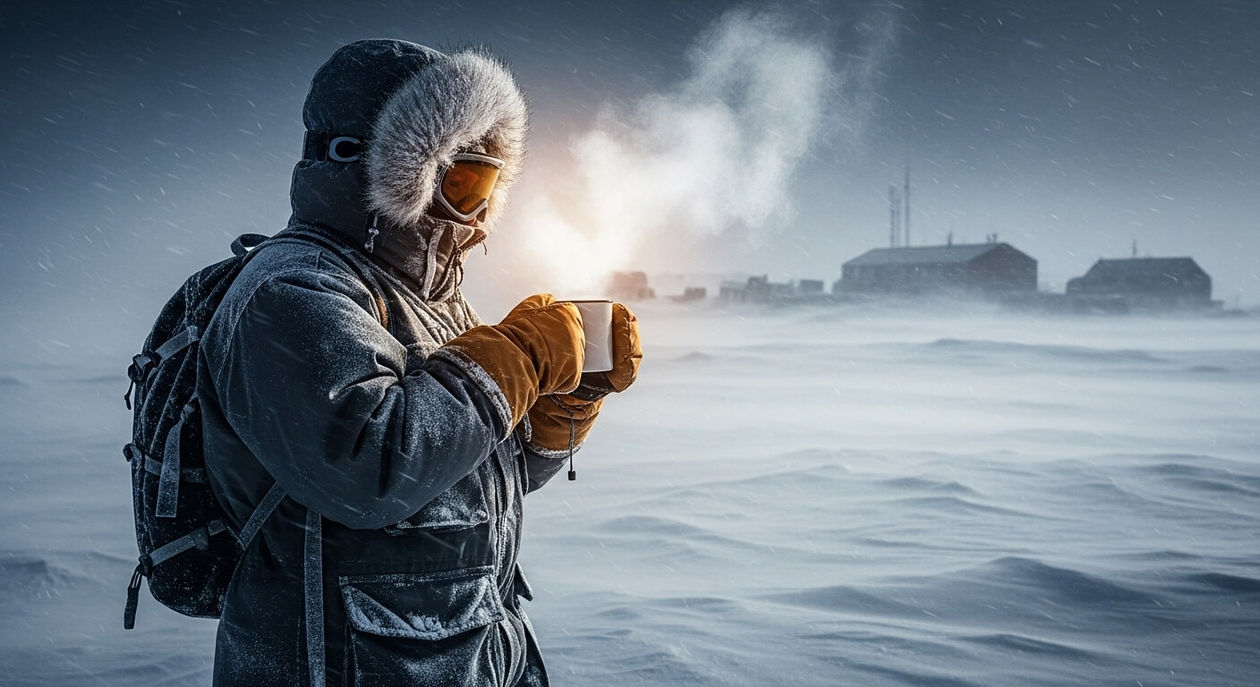 '영하 40도에서 커피를 마시게 된다면?' 관련 사진