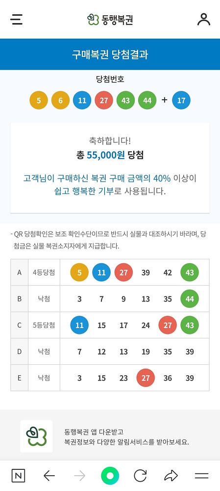 로또 당첨 결과