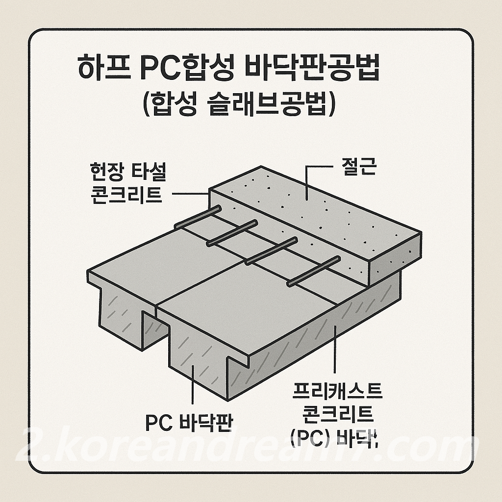 하프 PC합성 바닥판공법 (합성 슬래브 공법)