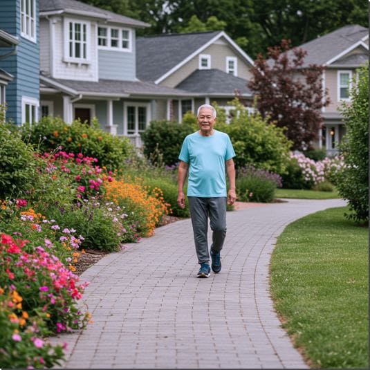 시르투인 효능 노화 방지, 산책하는 건강한 노인