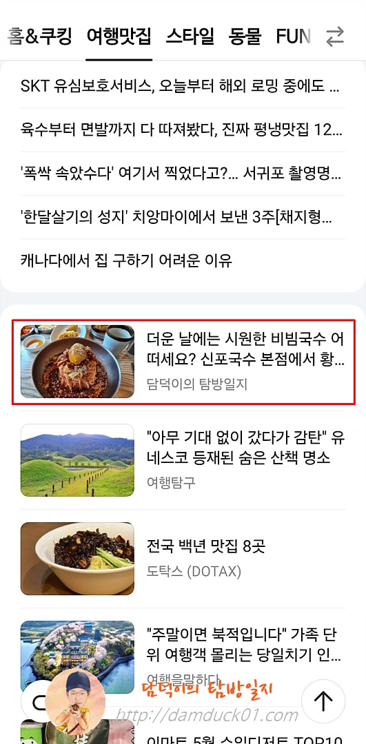 2025년 5월 13일 다음 모바일 여행맛집 채널
