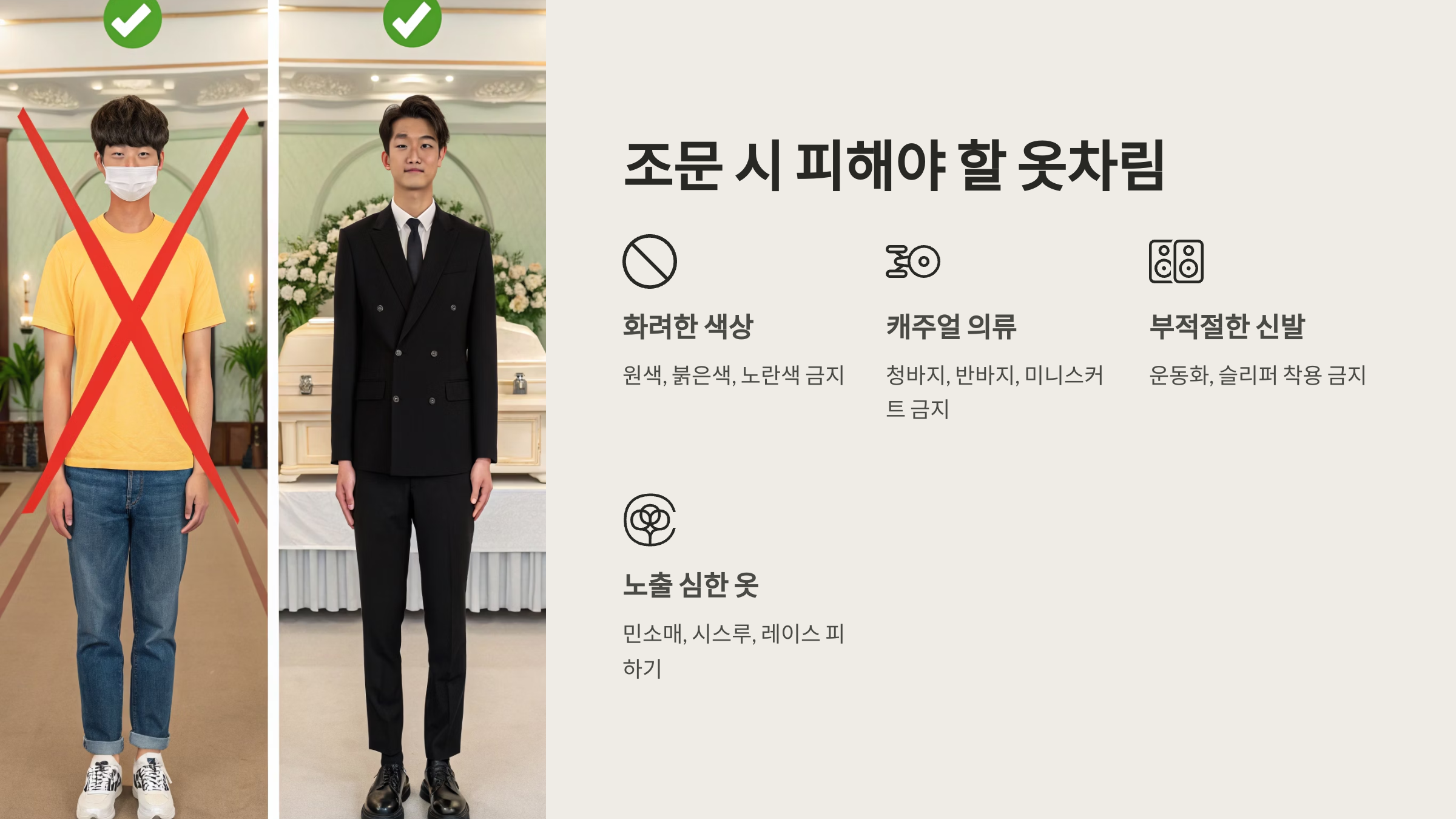 🚫 조문 시 피해야 할 옷차림