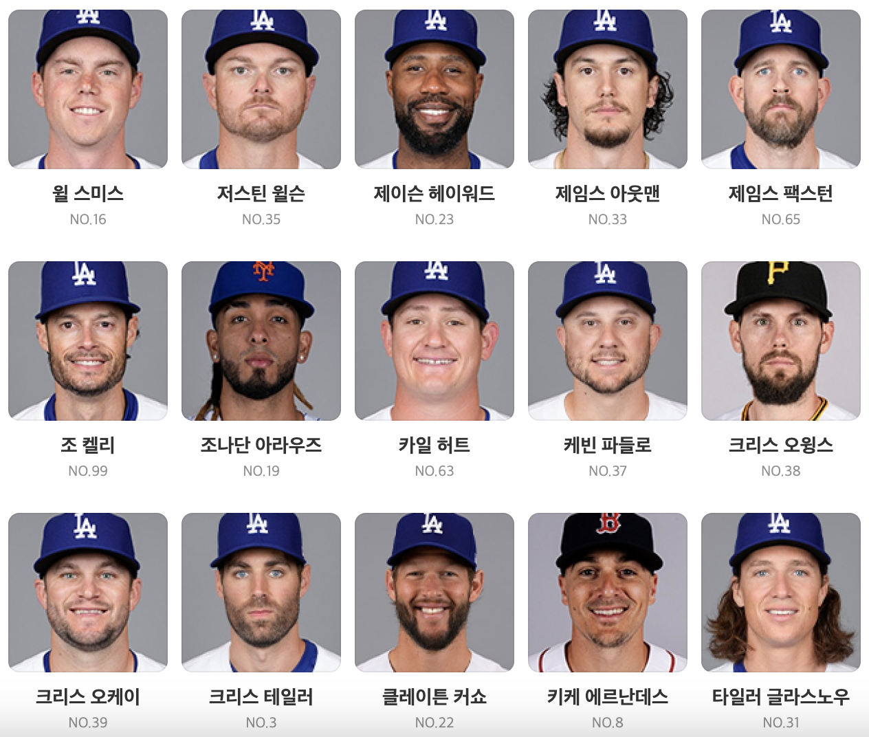 LA 다저스 선수명단 사진 이미지