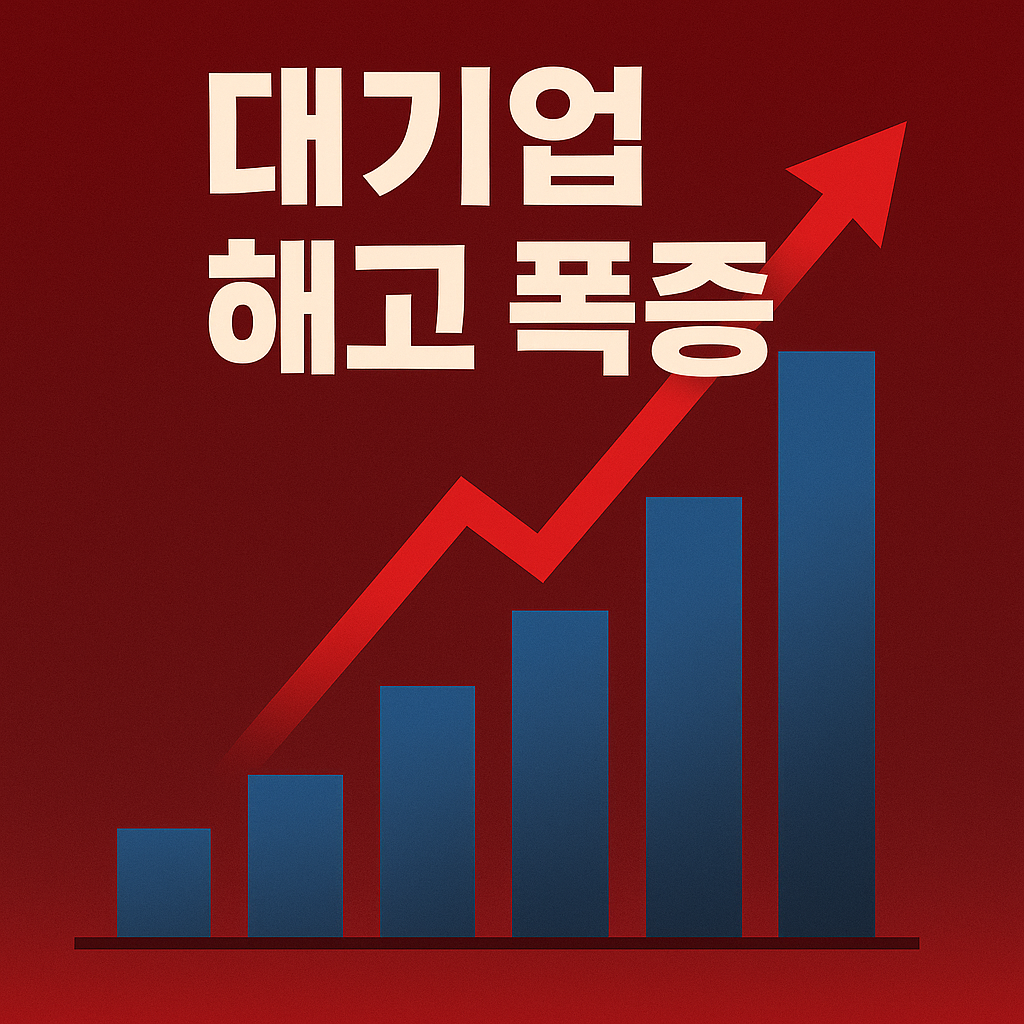 “대기업 해고 폭증을 보여주는 상승 그래프 형태의 뉴스 인포그래픽 이미지”