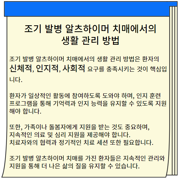 조기 발병 알츠하이머 치매에서의 생활 관리 방법
