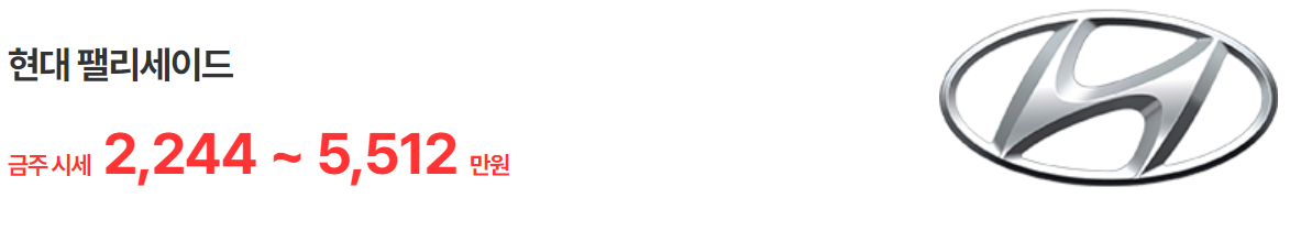 엔카 현대 팰리세이드 중고차 가격